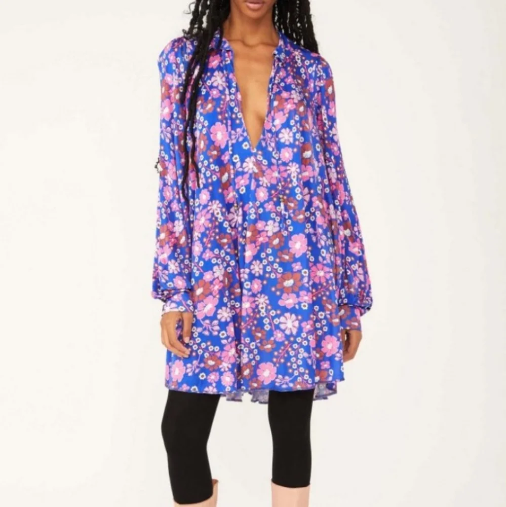 Free People Floral Mini Dress - Purple and Pink